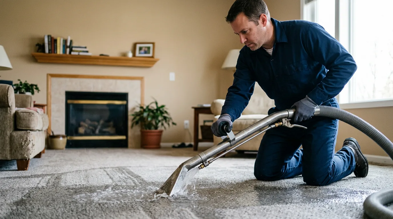 Water damage restoration technician working near Northwood, ND